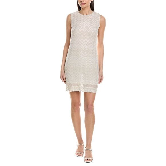 M Missoni Dresses & Skirts - M Missoni Womens  Metallic Zigzag Print Shift Dress, White